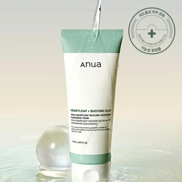 "meta_description": "Anua Heartleaf Cleansing Foam: Soothes sensitive skin and reduces redness.",