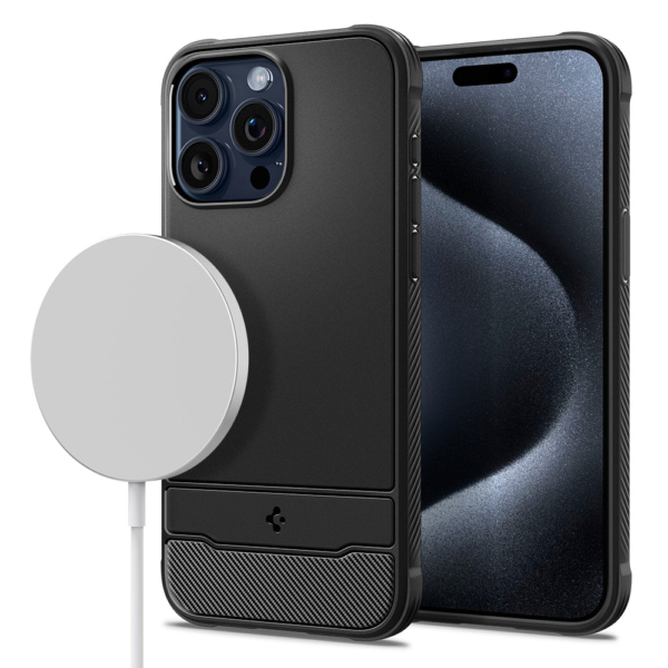 spigen iPhone 15 Pro MagSafe Case Rugged Armor Magfit - Matte Black