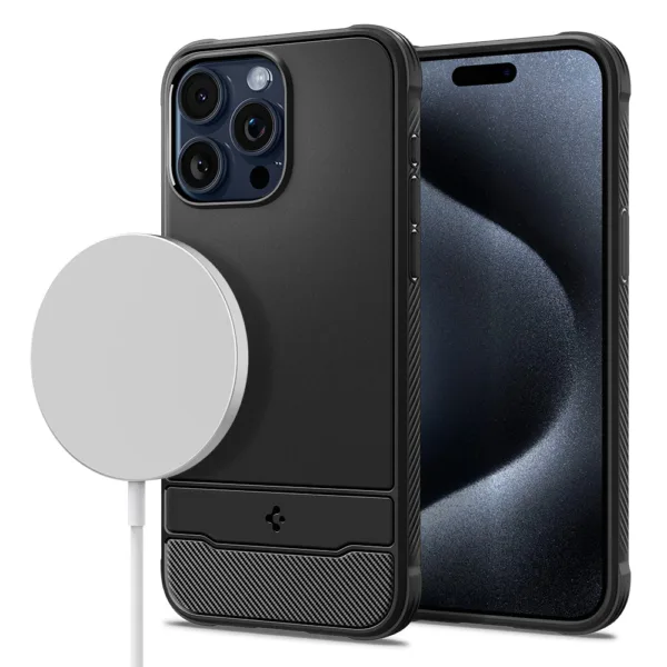 spigen iPhone 15 Pro MagSafe Case Rugged Armor Magfit - Matte Black