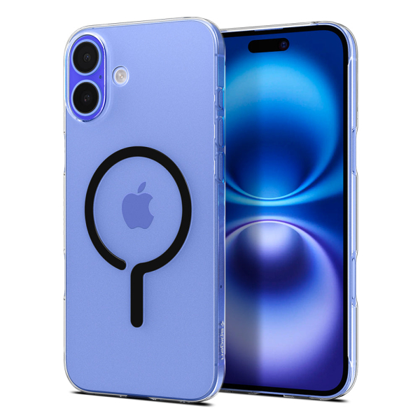 spigen iPhone 16 Case Transparent MagSafe Air Skin One Tap Metal Ring Magfit Black