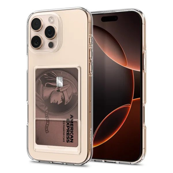 spigen iPhone 16 Pro Case Slim Transportation Card Storage Crystal Slot - Crystal Clear
