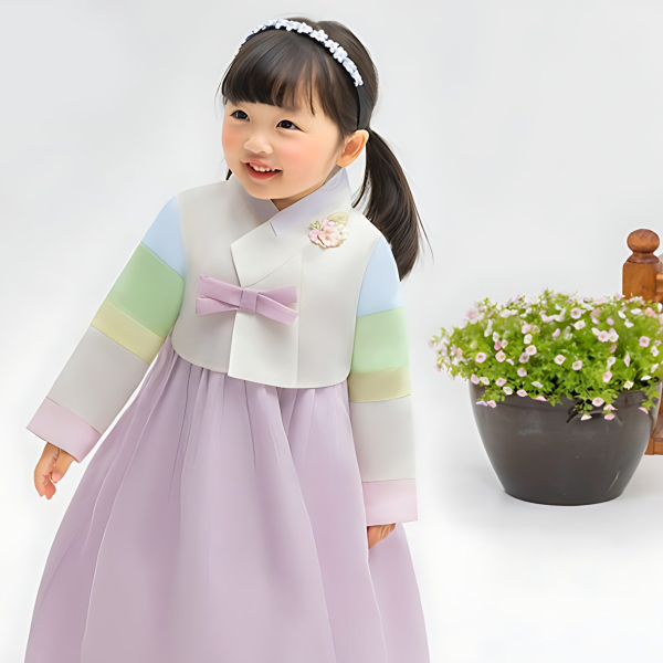 Girls' Purple Ribbon Hanbok Set AW116