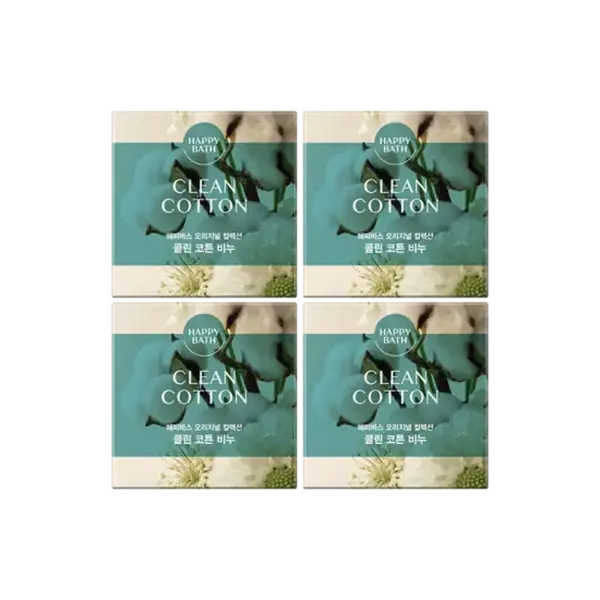 HAPPY BATH Original Collection No 358 Clean Cotton BAR SOAP 90g x 4ea