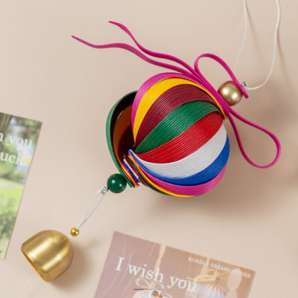 K-Heritage Recycled Paper Multicolored Stripes Lucky Conch Wind Chimes