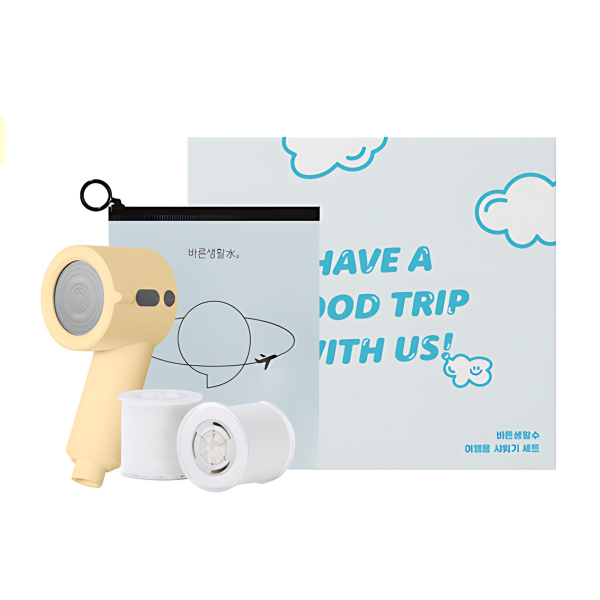 BAREUNSOO Travel Mini Shower Head+Right Filter 2p Set