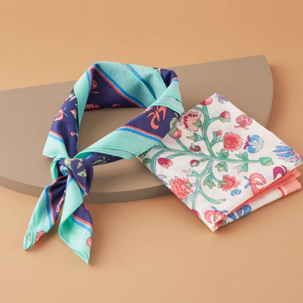 K-Heritage Bojagi with Floral Embroidery (Suwhamunbo) Handkerchief