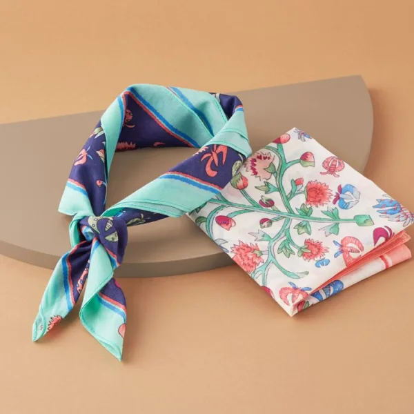 K-Heritage Bojagi with Floral Embroidery (Suwhamunbo) Handkerchief