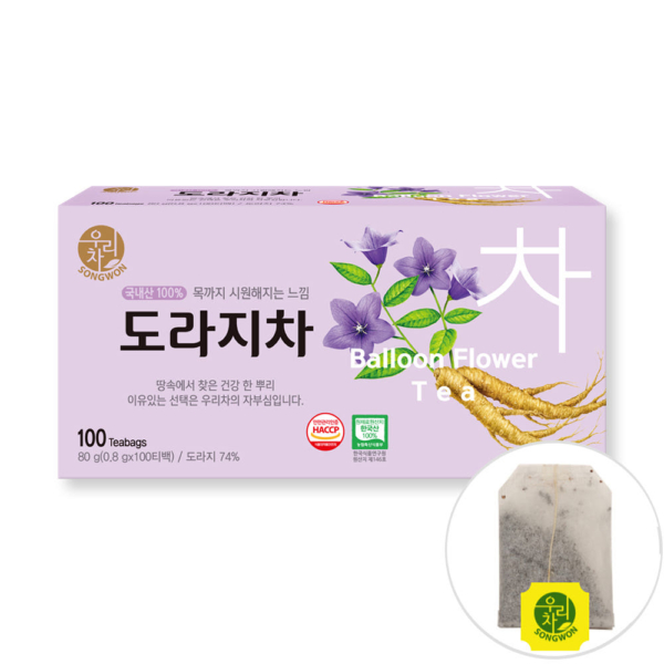 SONGWON Korean Balloon Flower Tea 100 Tea Bags Large Capacity Tea Good for Throat and Cough Korean Tea