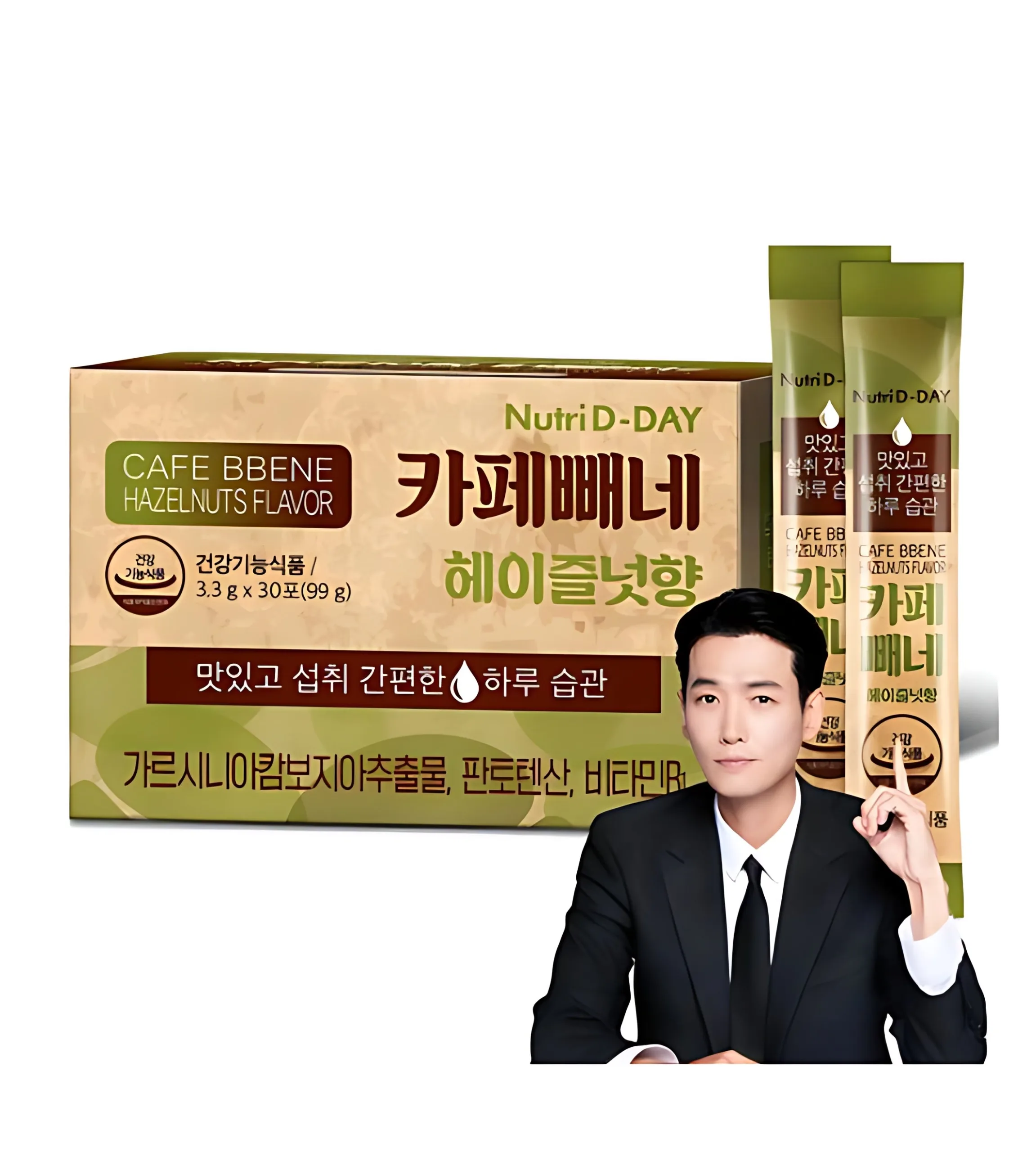 NutriD-DAY Cafe Bbene Diet Food Hazelnut Flavor 3.3g*30sticks 99g - Image 2