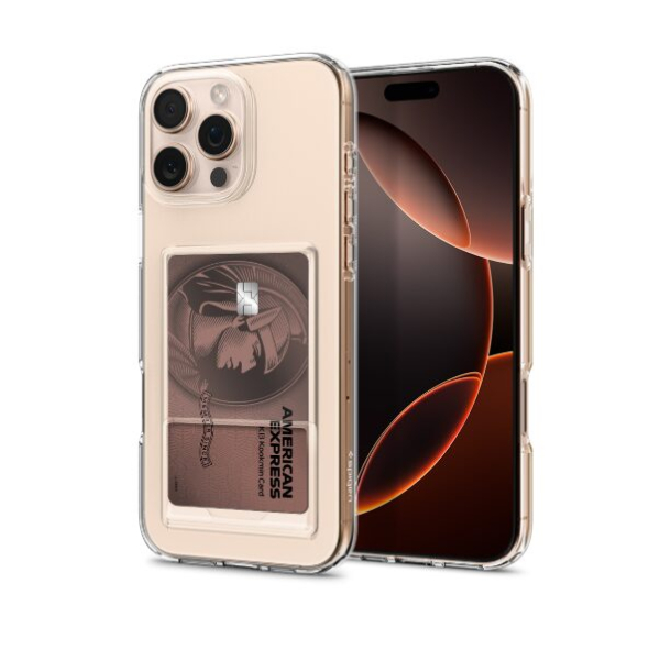 spigeniPhone 16 Pro Max Case Slim Card Storage Crystal Slot - Crystal Clear
