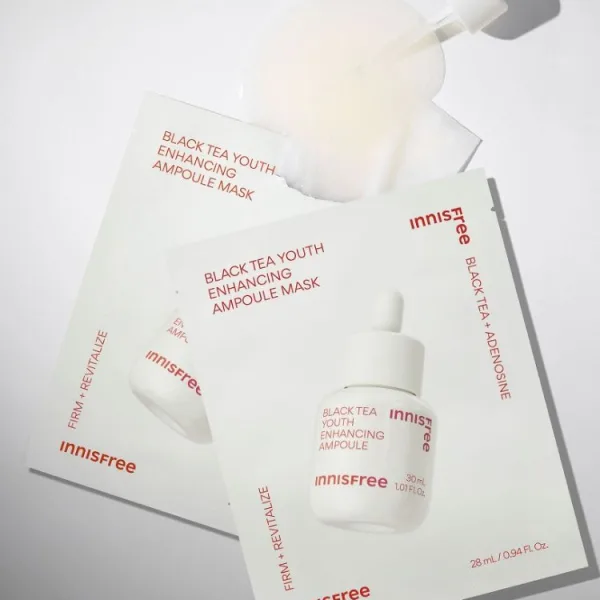 innisfree Black Tea Youth Enhancing Ampoule Mask  28mL × 5 Sheets