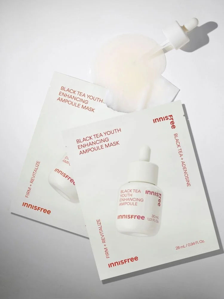 innisfree Black Tea Youth Enhancing Ampoule Mask 28mL × 5 Sheets