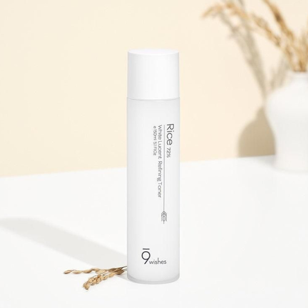 9wishes Rice 72% White Lucent Refining Toner 150ml - EmpressKorea