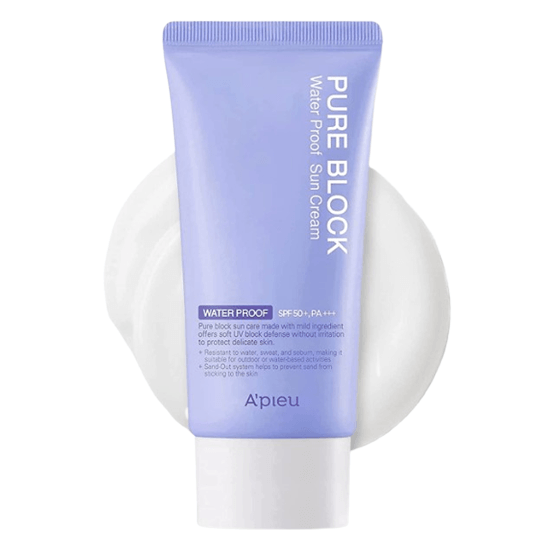 A'PIEU Pure Block Natural Waterproof Sun Cream SPF 50+ PA+++ 50ml - EmpressKorea
