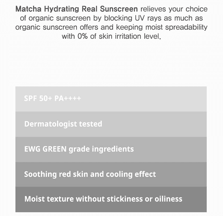 B-LAB Matcha Hydrating Real Sun Screen SPF 50+PA++++ 50ml - EmpressKorea
