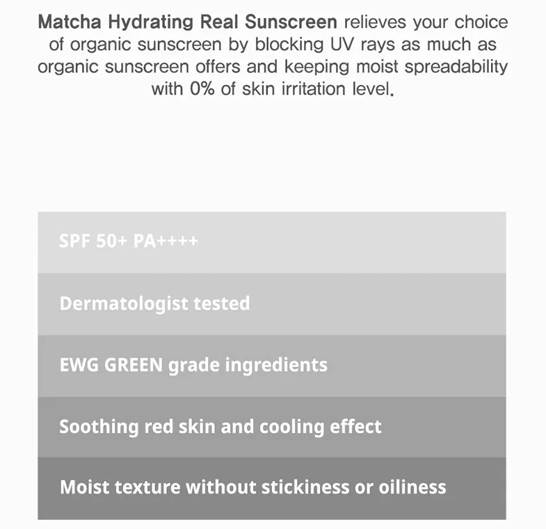 B-LAB Matcha Hydrating Real Sun Screen SPF 50+PA++++ 50ml - EmpressKorea