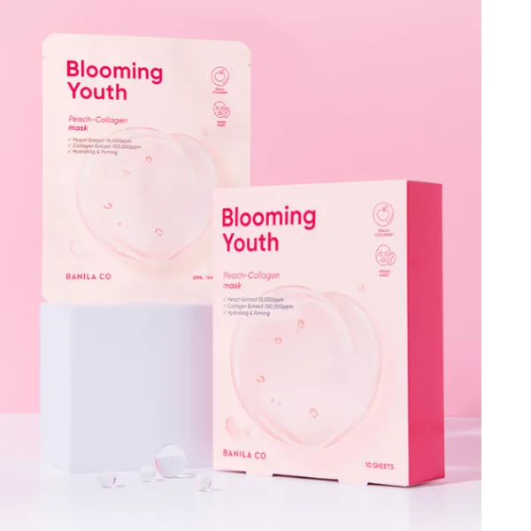 BANILA CO Blooming Youth Peach Collagen Mask Sheet 20ml*10 sheets - EmpressKorea