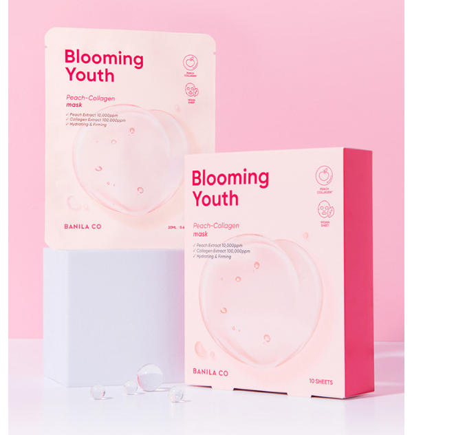 BANILA CO Blooming Youth Peach Collagen Mask Sheet 20ml*10 sheets - EmpressKorea