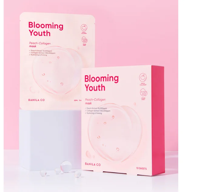 BANILA CO Blooming Youth Peach Collagen Mask Sheet 20ml*10 sheets - EmpressKorea