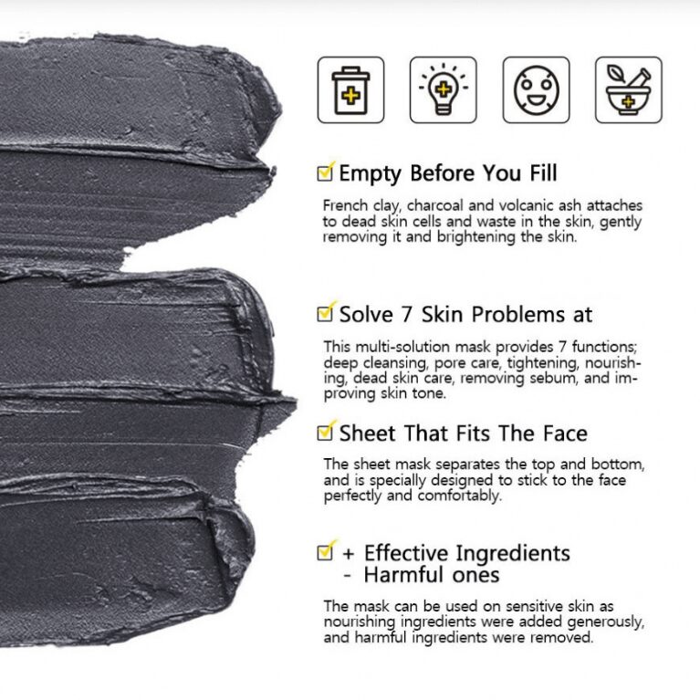 BARULAB 7 in 1 Total Solution Black Clay Mask 5EA - EmpressKorea