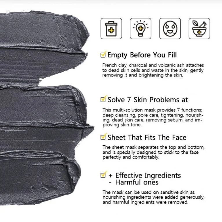 BARULAB 7 in 1 Total Solution Black Clay Mask 5EA - EmpressKorea