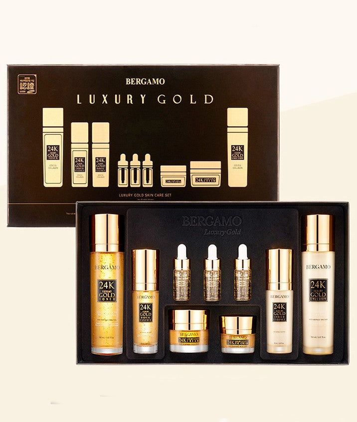 BERTAMO Real 24K Gold 9-piece Basic Cosmetics Set Gold Collagen - EmpressKorea