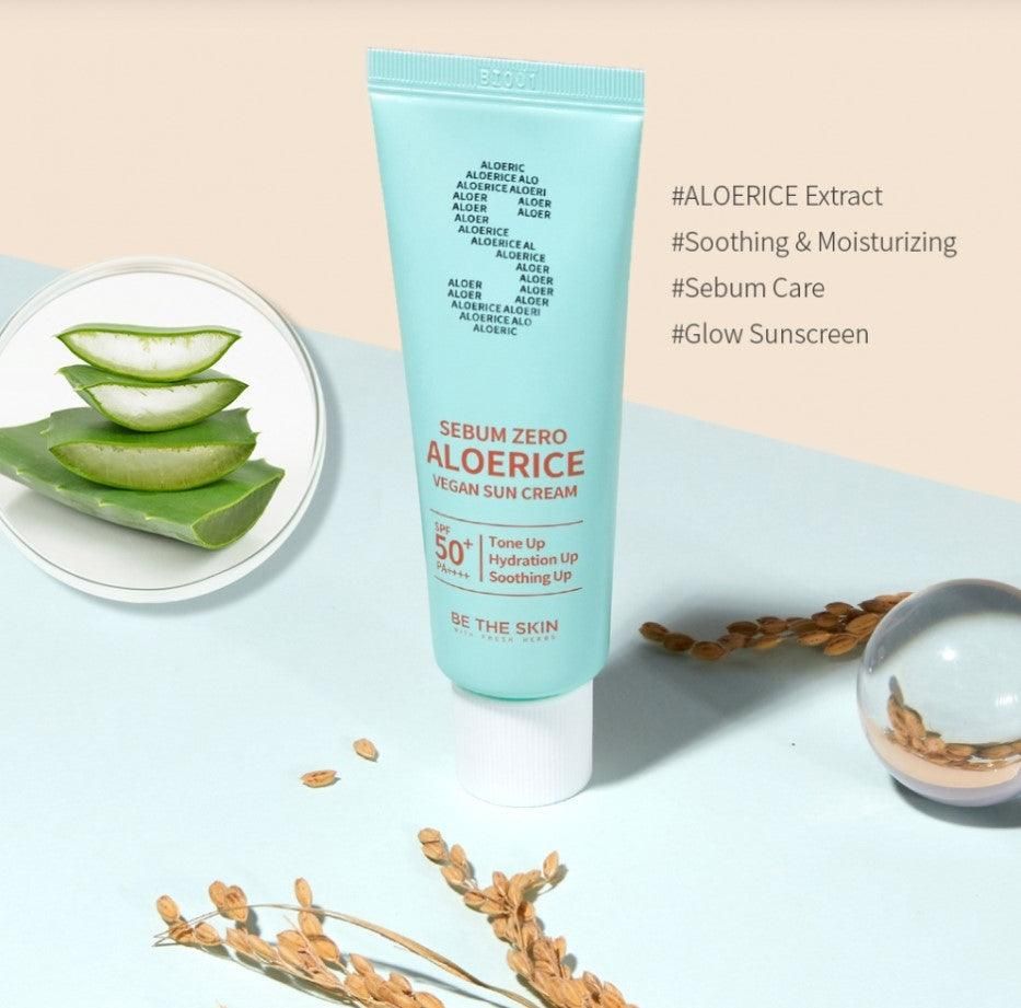 BE THE SKIN Sebum Zero Aloerice Vegan Sun Cream SPF 50+ PA++++ 50ml - EmpressKorea