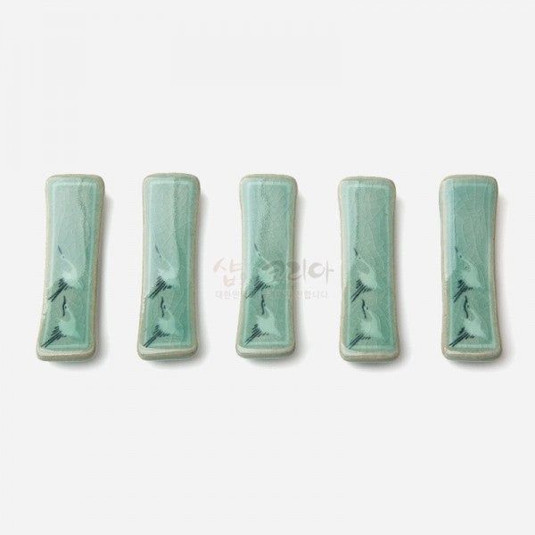 Celadon Spoon Holder Crane 5 piece set made in Korea - EmpressKorea