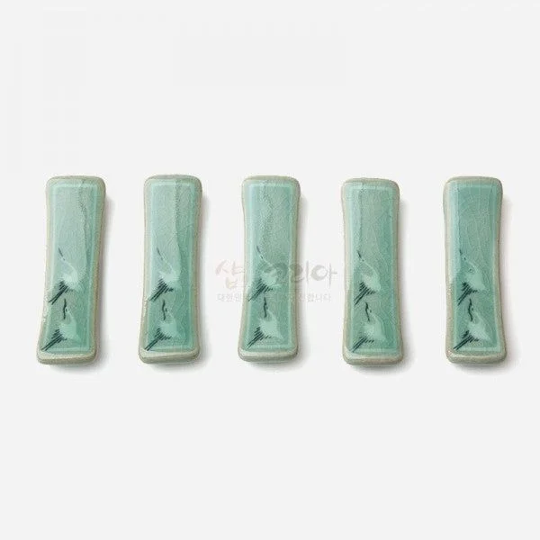 Celadon Spoon Holder Crane 5 piece set made in Korea - EmpressKorea