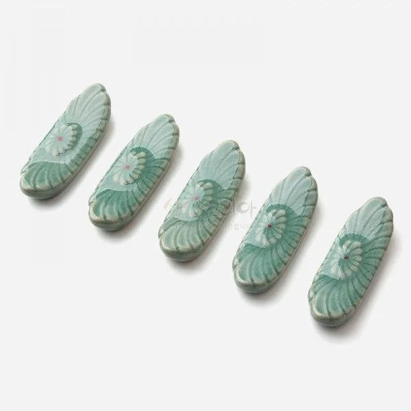 Celadon Spoon Holder Floral 5 piece set made in Korea - EmpressKorea