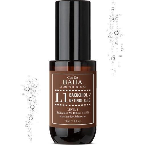 Cos De BAHA L1 Bakuchiol 2% Retinol 0.5% Vitamin A Ampoule Serum 30ml - EmpressKorea