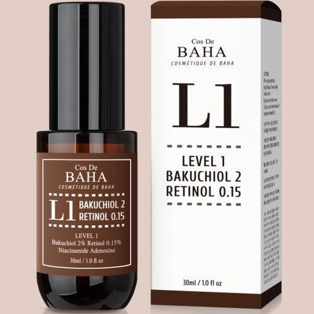 Cos De BAHA L1 Bakuchiol 2% Retinol 0.5% Vitamin A Ampoule Serum 30ml - EmpressKorea