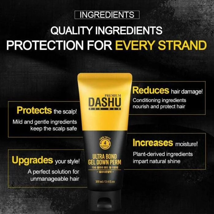 DASHU For Men Ultra Bond Gel Down Perm 100ml With Brush comp + Tongs Gloves + Perm Paper - EmpressKorea