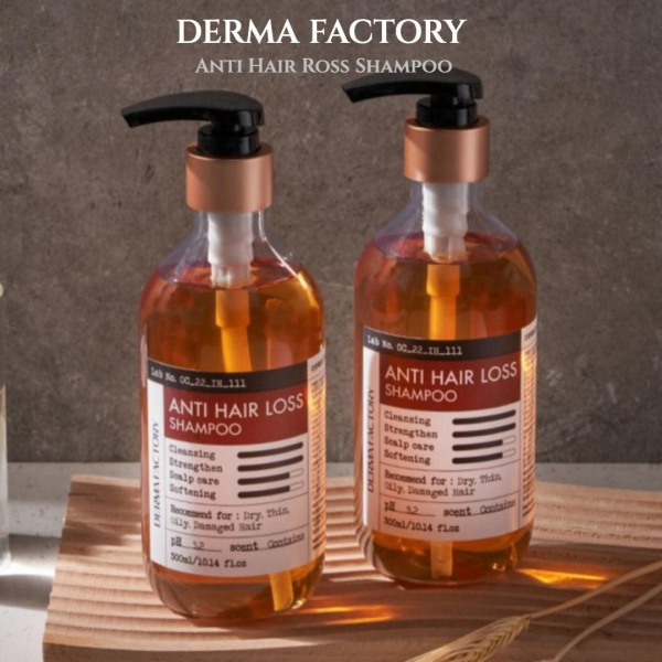 DERMA FACTORY Anti Hair Loss Shampoo 300ml *2pcs Beer Brewer's Yeast 41% Caffeine 1% Natural Active Ingredients Scalp Hair Care - EmpressKorea