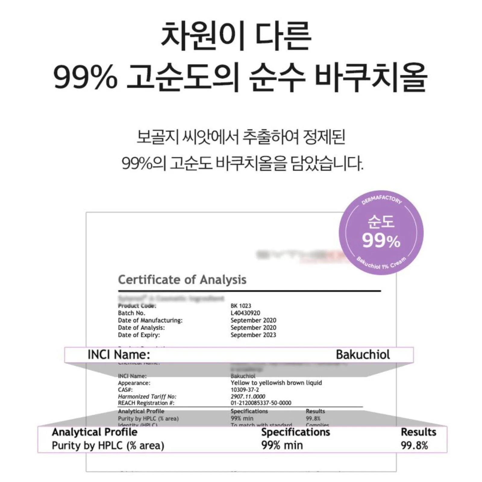 DERMA FACTORY Bakuchiol 5% Ampoule Skin Whitening Wrinkle Elasticity Nutrition 20ml - EmpressKorea