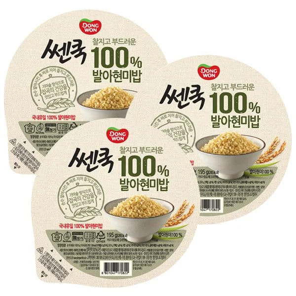 Dongwon Sencook 100% sprouted brown rice instant rice, 195g,3 pcs - EmpressKorea