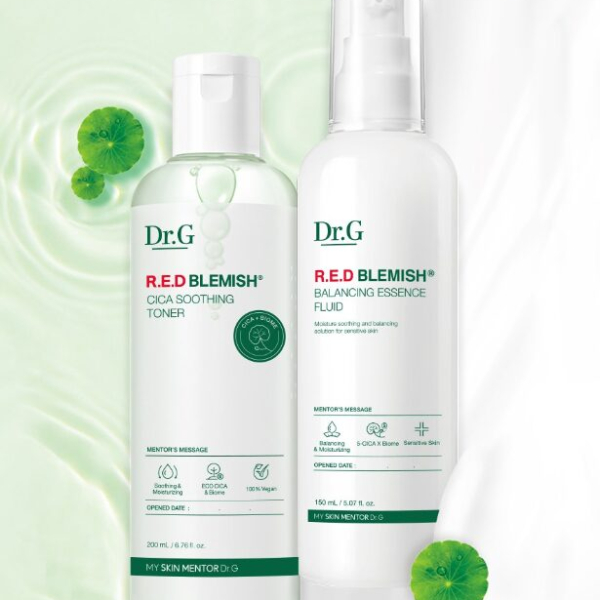 Dr.G Red Blemish Cica Soothing Toner 200ml + Essence Fluid 150ml Set - EmpressKorea