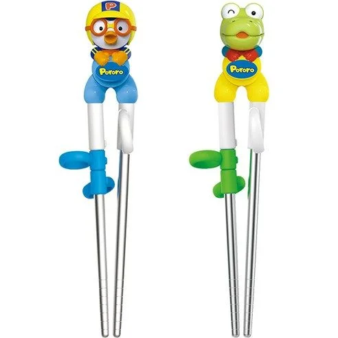 Edison children's three-dimensional stainless steel correction chopsticks right handed set of 2 - EmpressKorea