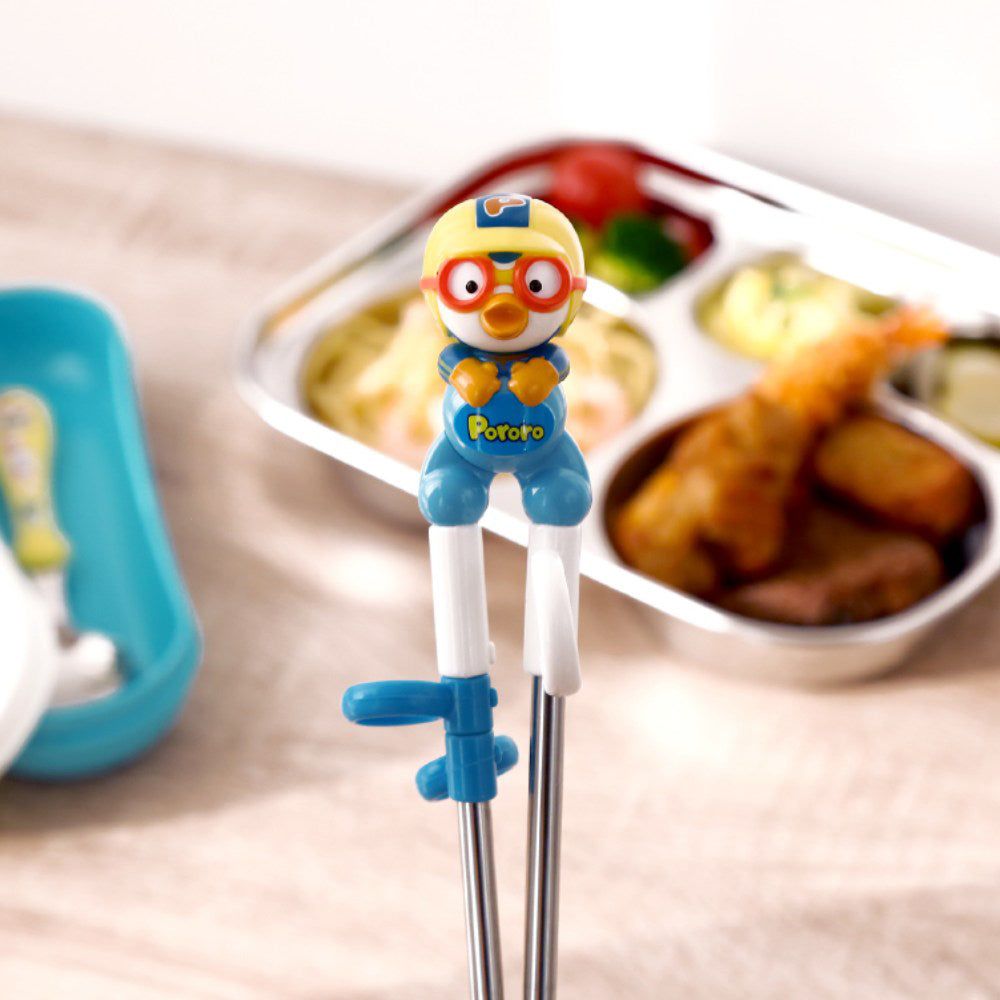 Edison children's three-dimensional stainless steel correction chopsticks right handed set of 2 - EmpressKorea