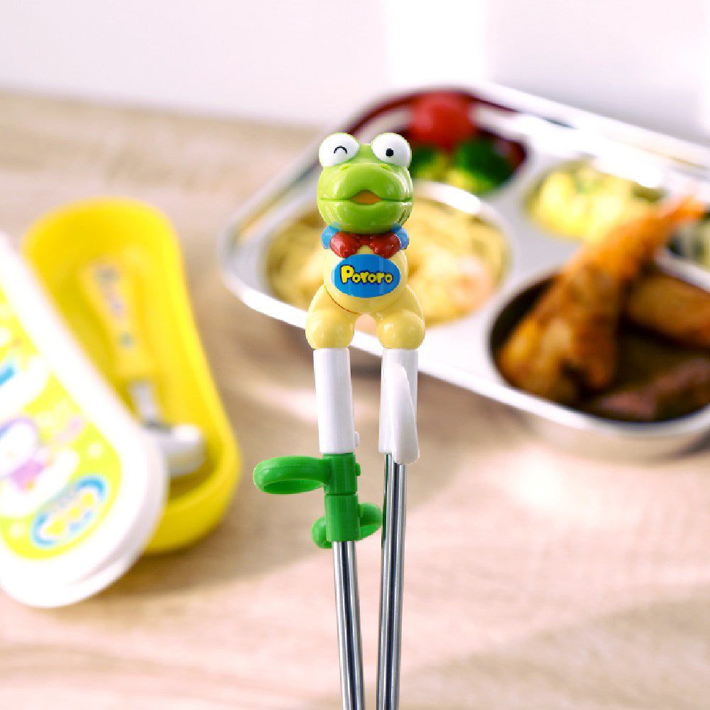 Edison children's three-dimensional stainless steel correction chopsticks right handed set of 2 - EmpressKorea