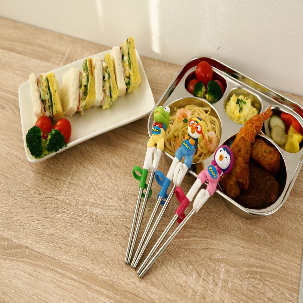 Edison children's three-dimensional stainless steel correction chopsticks right handed set of 2 - EmpressKorea