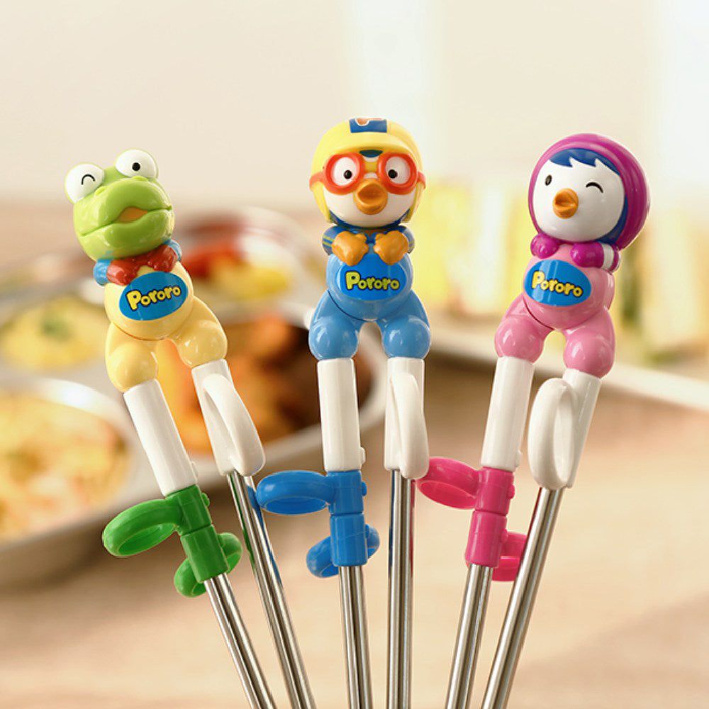 Edison children's three-dimensional stainless steel correction chopsticks right handed set of 2 - EmpressKorea