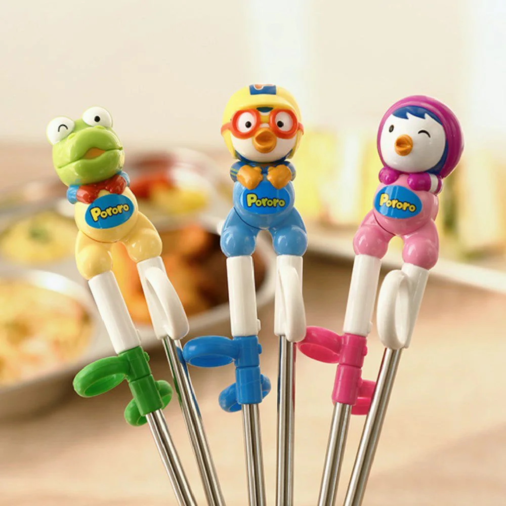 Edison children's three-dimensional stainless steel correction chopsticks right handed set of 2 - EmpressKorea