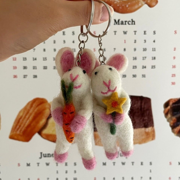 Elegant table PINK RABBIT KEYRING_3 types - EmpressKorea