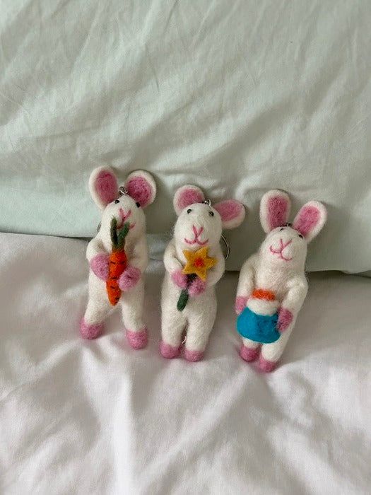 Elegant table PINK RABBIT KEYRING_3 types - EmpressKorea