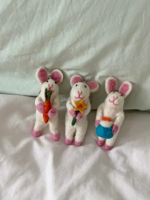 Elegant table PINK RABBIT KEYRING_3 types - EmpressKorea