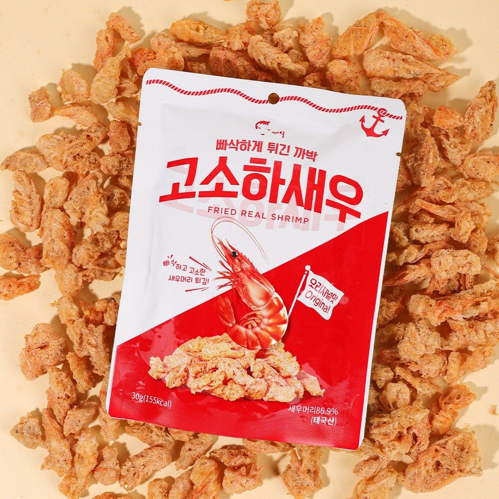 Fried shrimp head savory shrimp head snack 30g, 10 pcs - EmpressKorea