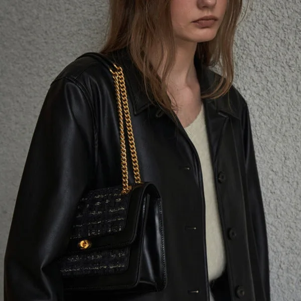HERVE DAMIER BAG Tweed Black - EmpressKorea