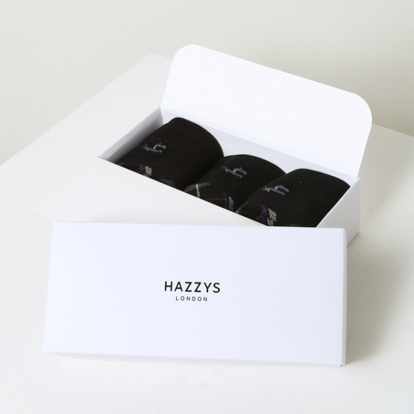 HAZZYS Men's Black Check Color Block Mid-Calf Socks 3-Pair Set