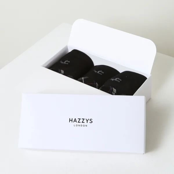 HAZZYS Men's Black Check Color Block Mid-Calf Socks 3-Pair Set